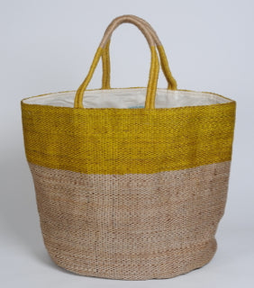 Large Hand Woven Jute Bag Yellow