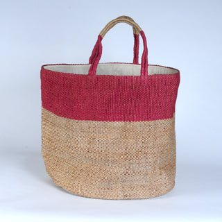 Large Hand Woven Jute Bag Pink
