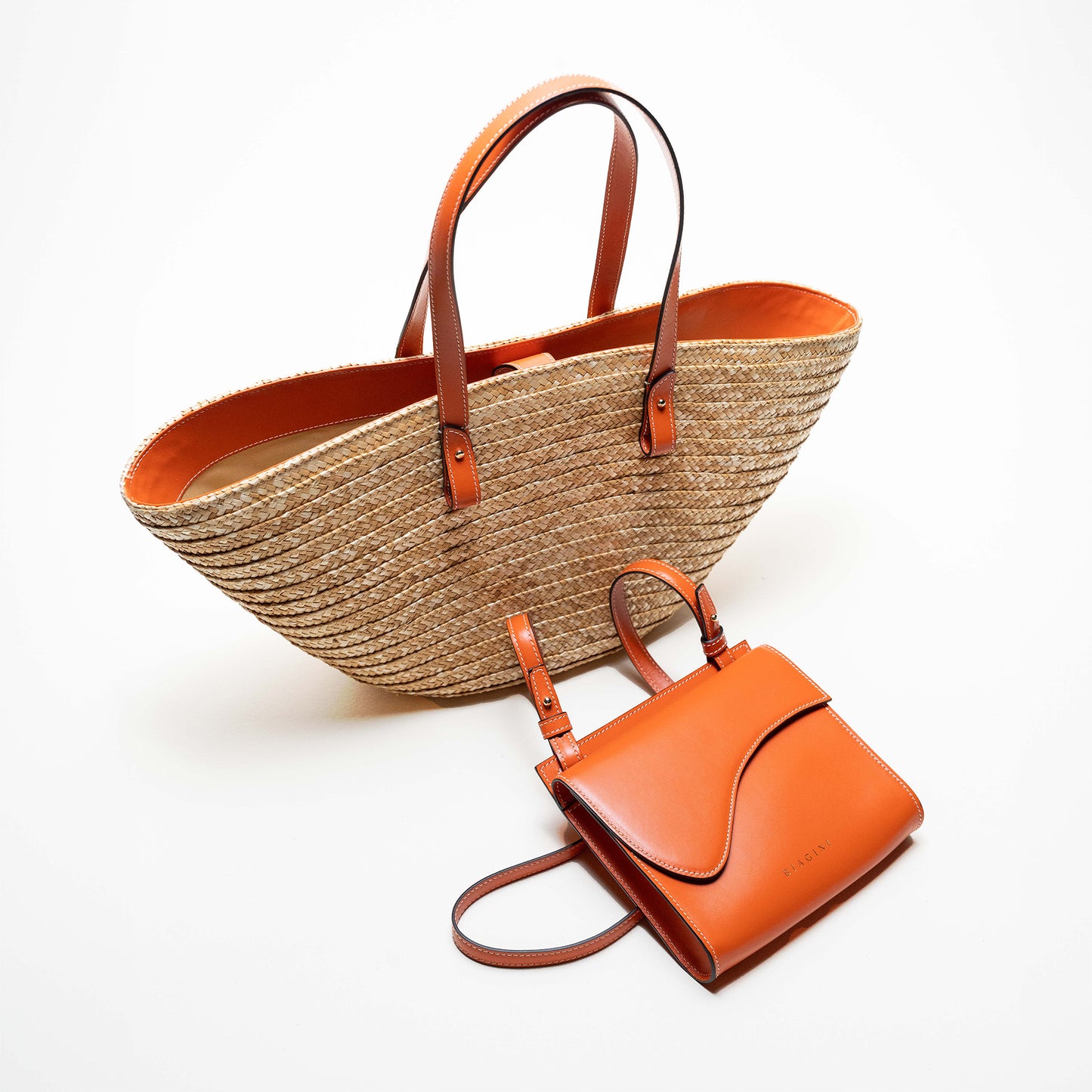 LE GRAND PANIER WAVE - NATURAL & ORANGE