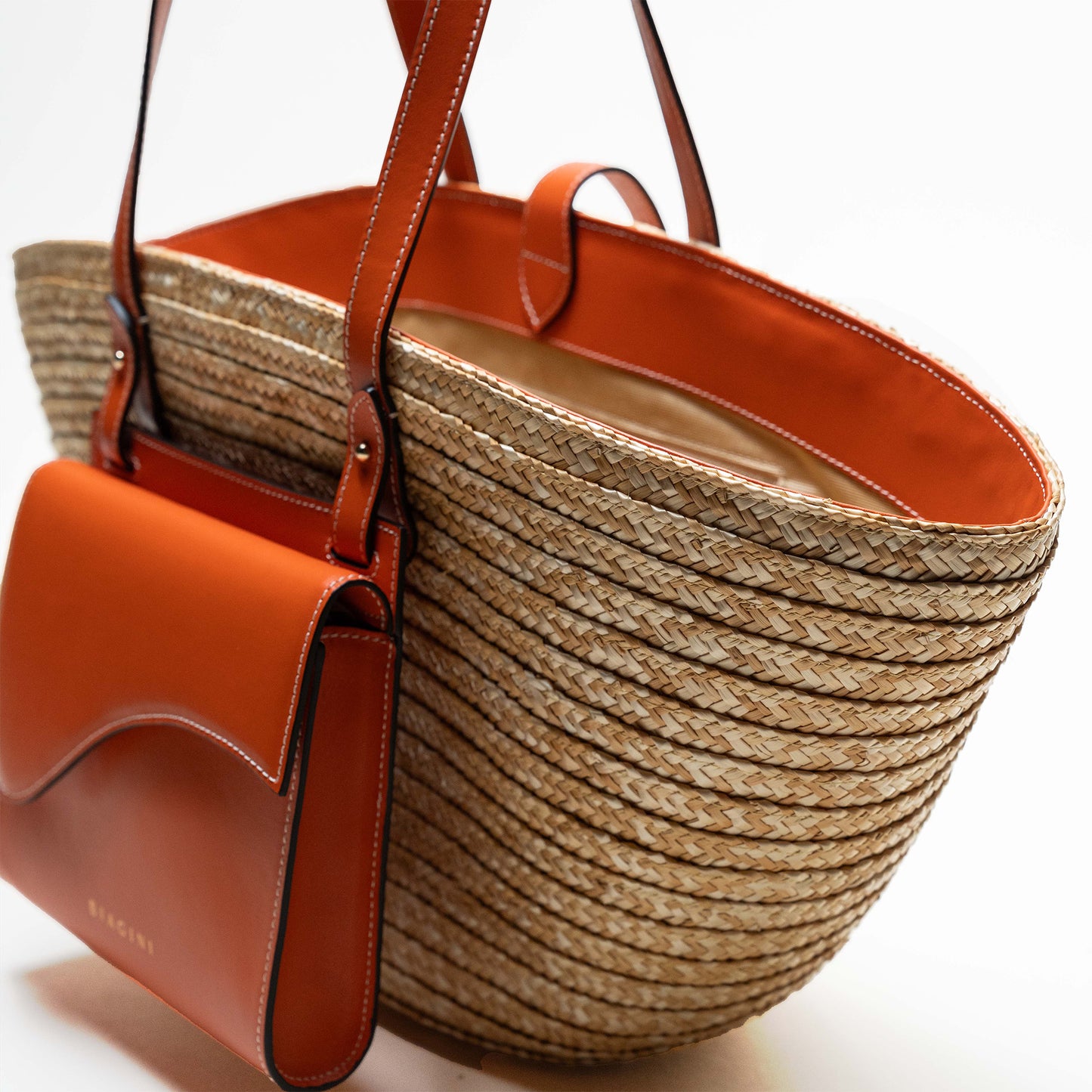 LE GRAND PANIER WAVE - NATURAL & ORANGE