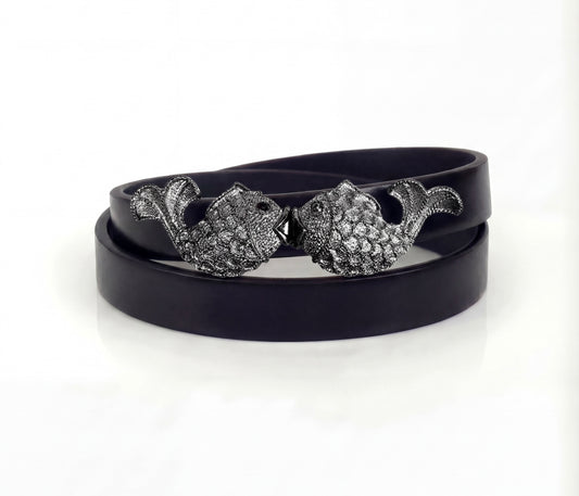 Mimi di N Kissing Fishes silver Vintage Buckle, circa. 1976 - Animal Collection