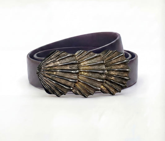 Douglas Paquette three big shells silver Vintage buckle, circa. 1980s - Seashells Collection
