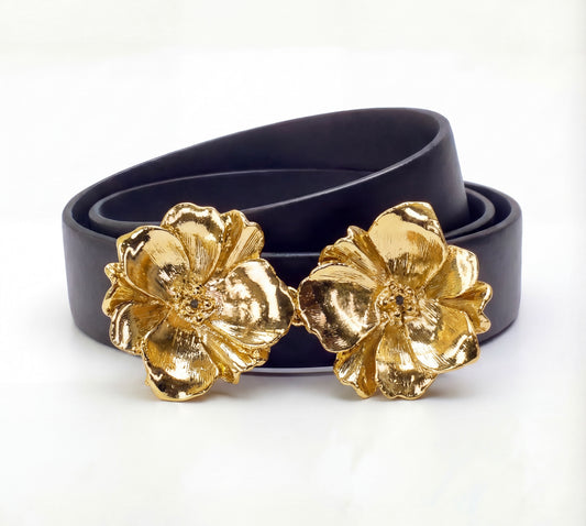 Flower gold Vintage buckle, circa. 1980s - Flora Collection