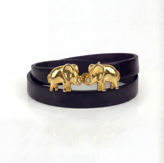 Mimi di N Elephants kissing trunks Vintage buckle, circa. 1976 - Animal Collection
