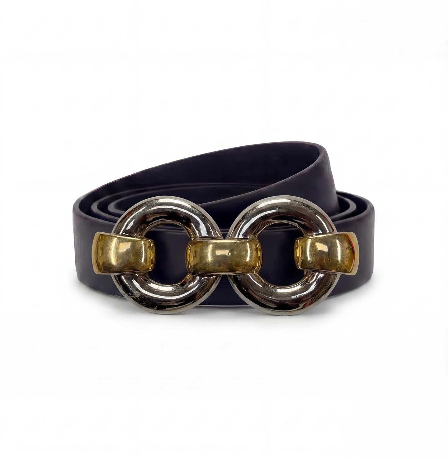 No brand Two rings silver/ gold Vintage buckle, circa. 1980s - One of the kind Collection