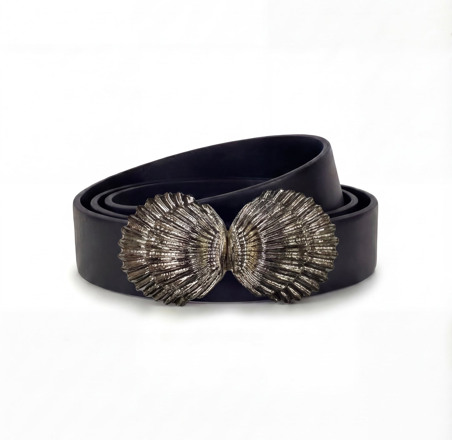 No mark two lines Shells silver Vintage buckle, circa. 1980s - Seashells Collection