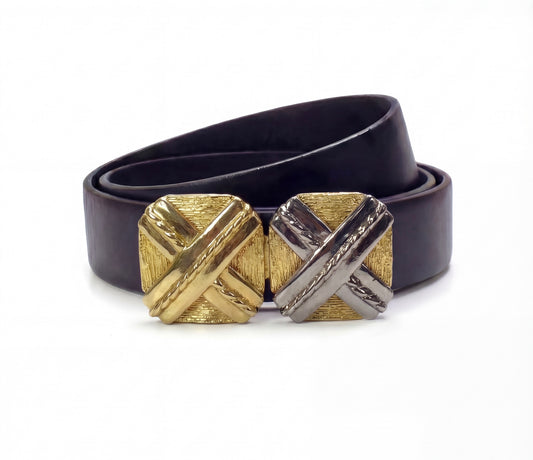 Paquette squares gold/silver Vintage buckle, circa. 1980s - One of the kind Collection