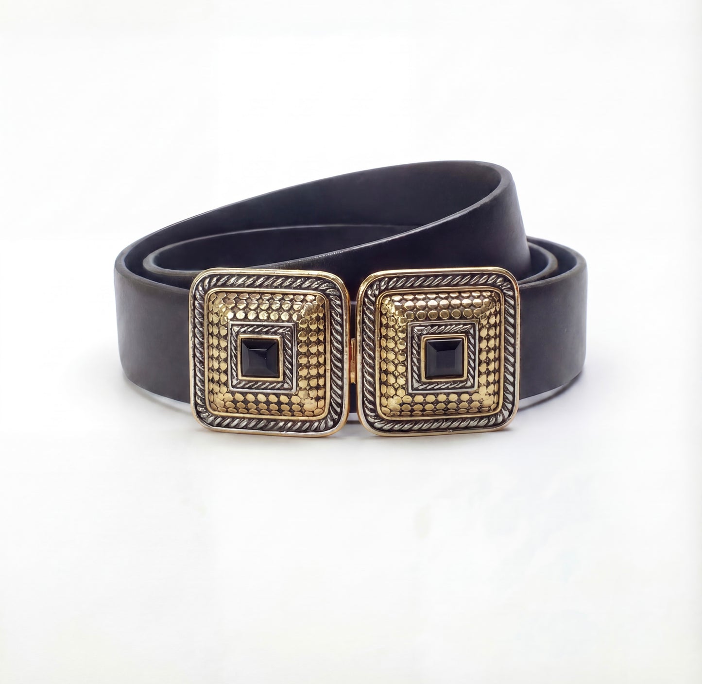 Paquette Gold black squares Vintage buckle, circa 1980s - Creatures Collection