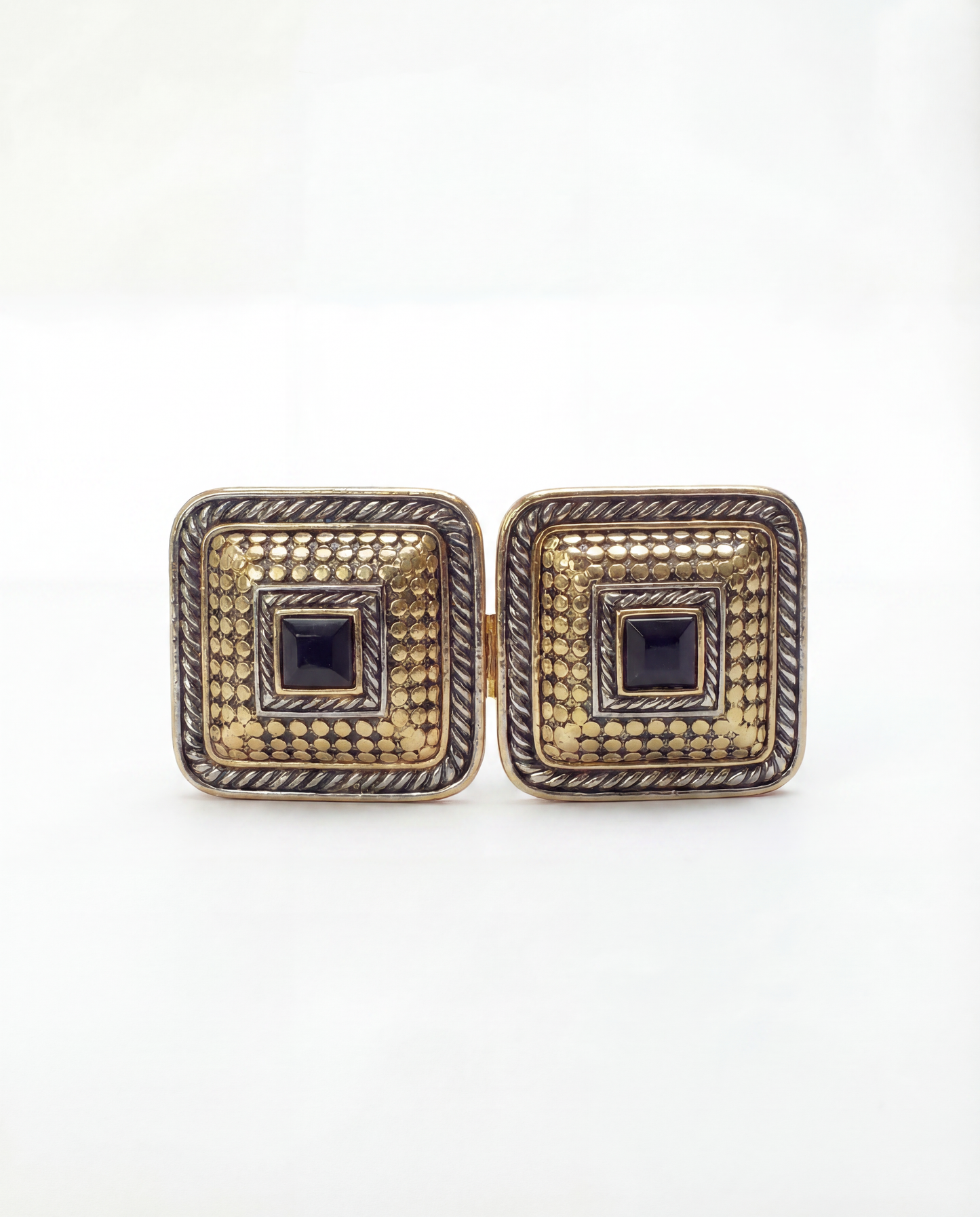 Paquette Gold black squares Vintage buckle, circa 1980s - Creatures Collection