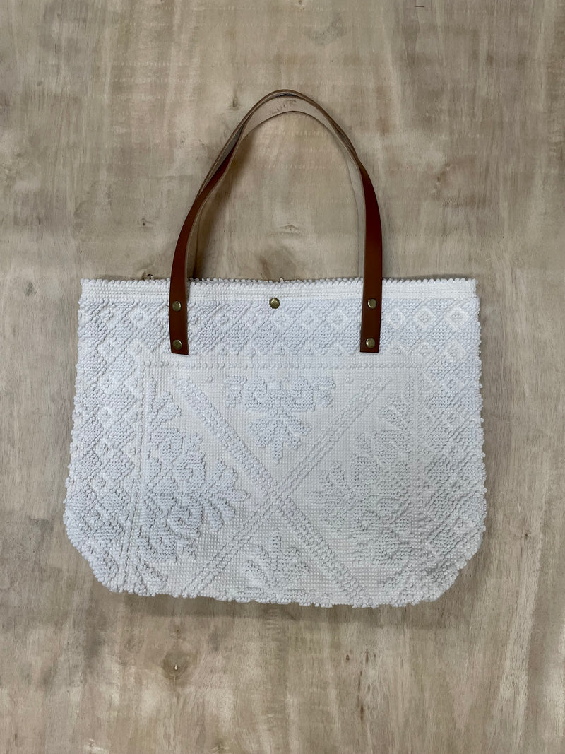HANDWOVEN ARTISINAL TOTE - WHITE