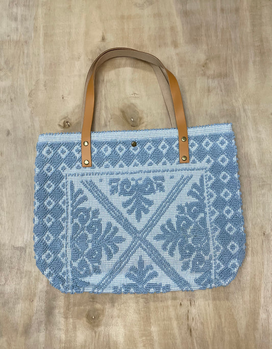 HANDWOVEN ARTISINAL TOTE - Light denim Blue
