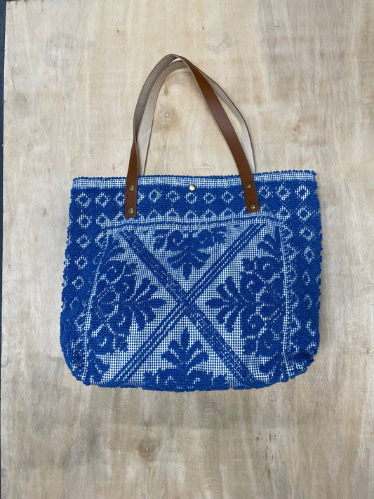 HANDWOVEN ARTISINAL TOTE - DARK BLUE