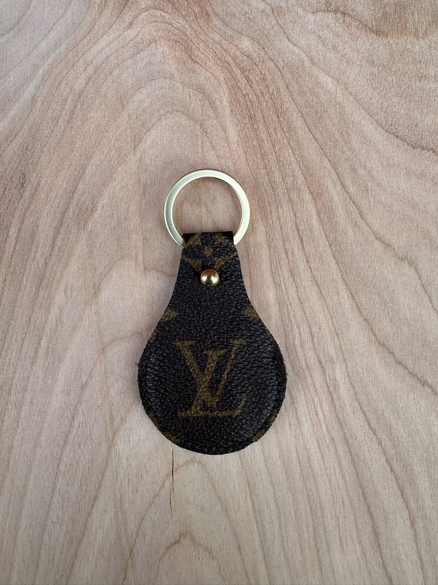 AIRTAG HOLDER UPCYCLED VINTAGE MONOGRAM BROWN INITIALS