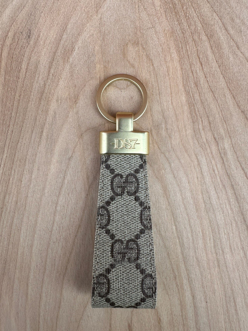 KEY HOLDER UPCYCLED VINTAGE MONOGRAM BROWN/BEIGE