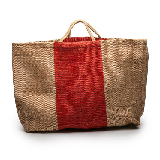 Extra Large Jute Poresh Hold-all Wide Red Stripe