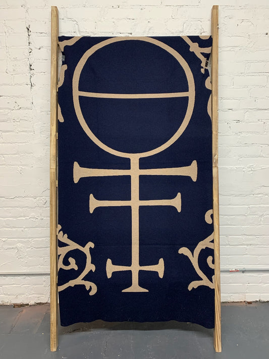 ETERNA WOOL BLANKET - NAVY & MINK