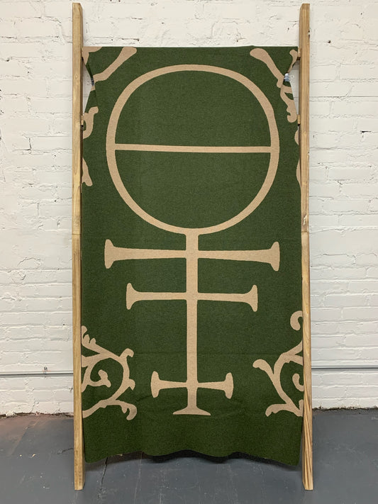 ETERNA WOOL BLANKET - OLIVE GREEN & MINK