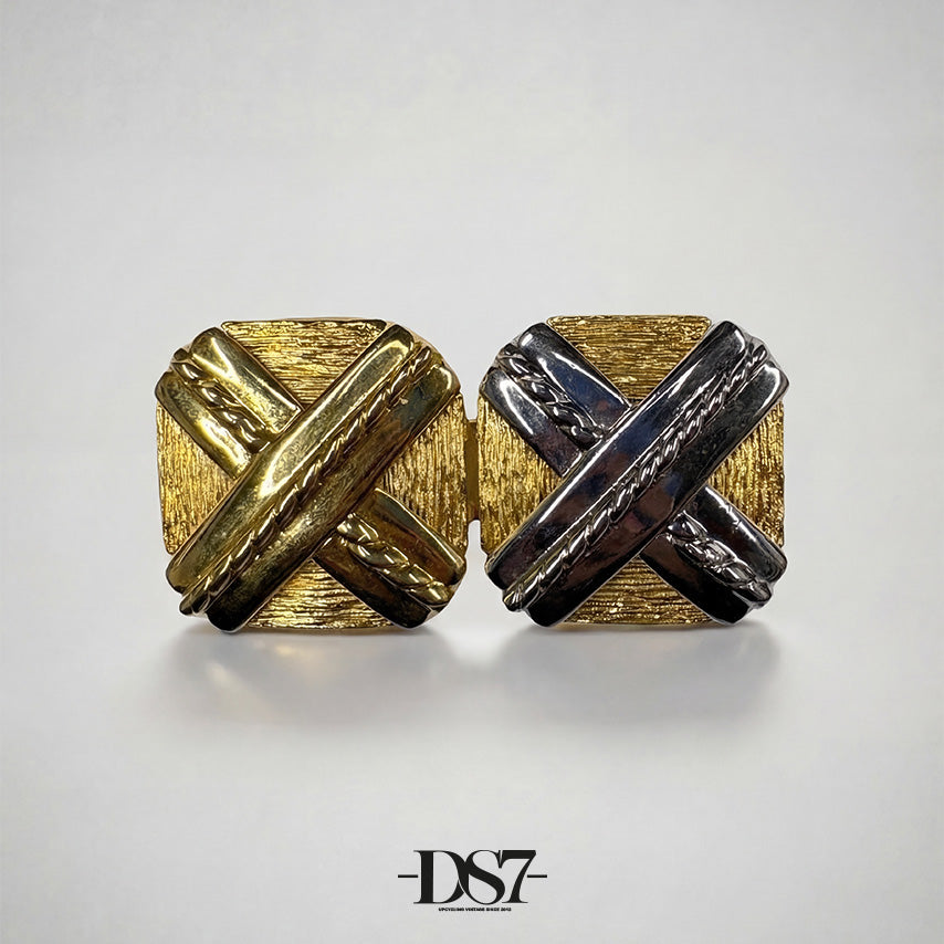 Paquette squares gold/silver Vintage buckle, circa. 1980s - One of the kind Collection