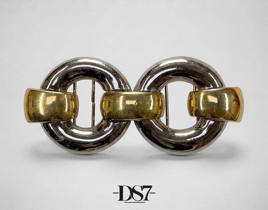 No brand Two rings silver/ gold Vintage buckle, circa. 1980s - One of the kind Collection