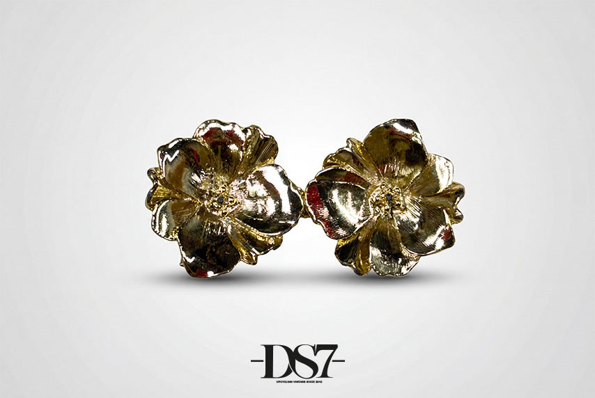 Flower gold Vintage buckle, circa. 1980s - Flora Collection
