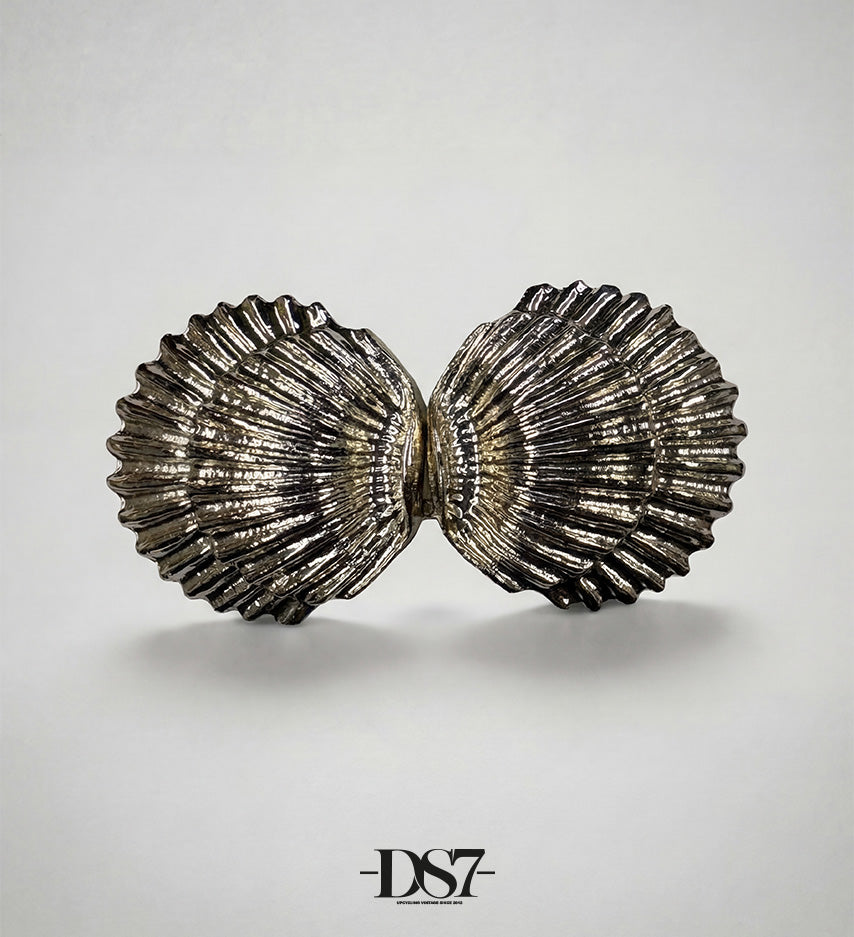 No mark two lines Shells silver Vintage buckle, circa. 1980s - Seashells Collection