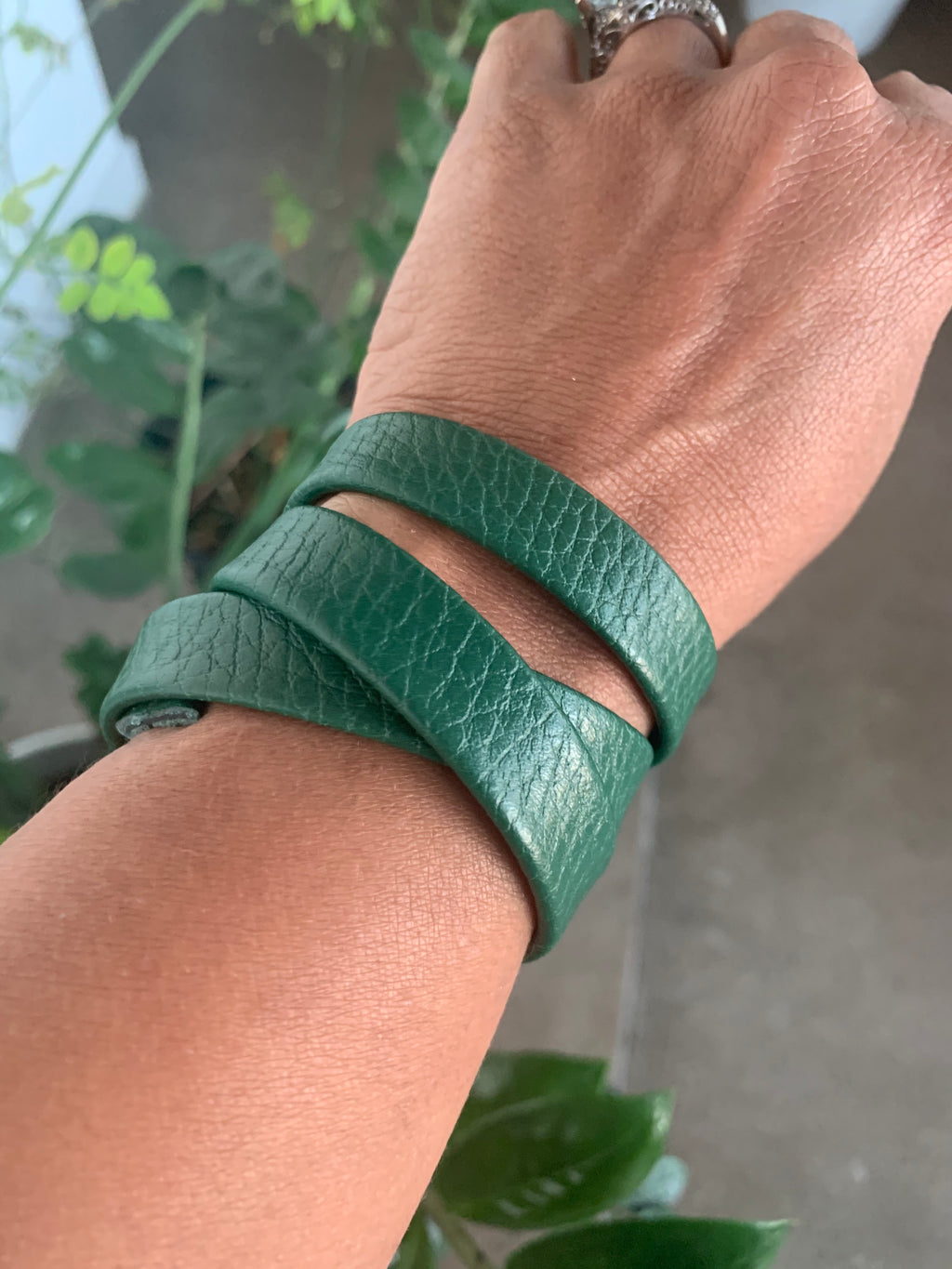 Green Leather Strap bracelet