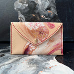 Envelope Wallet Leather  Deep Cranberry White, Gold Swirl