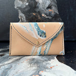 Envelope Wallet  Leather Turquoise & White