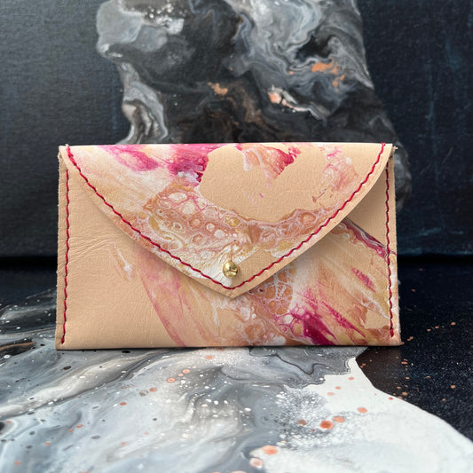 Envelope Wallet Leather Gold Raspberry