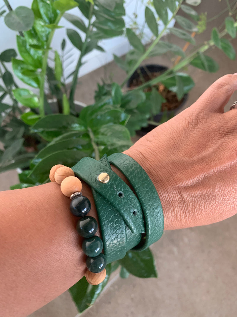 Green Leather Strap bracelet